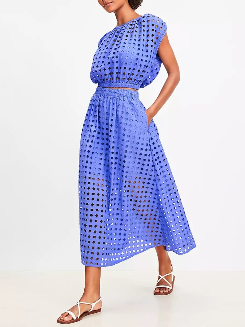 LOFT Beach Circle Eyelet Boatneck Top - Picture 2 of 6